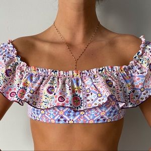 colorful bleu rod beattie off shoulder bikini top